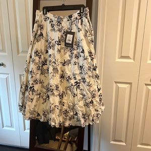 NWT Ankle Length Black and White Floral Skirt